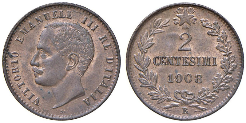 Vittorio Emanuele III (1900-1946) 2 Centesimi 1908 Valore - Nomisma 1381 CU

q...