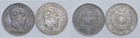 Regno d'Italia Lotto di due monete: 5 Lire 1870 M, 1875 M

BB
