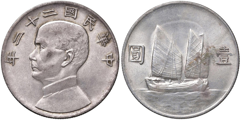 CINA Yuan 22 (1933) - KM Y#345 AG (g 26,67) Ossidazioni al R/

SPL