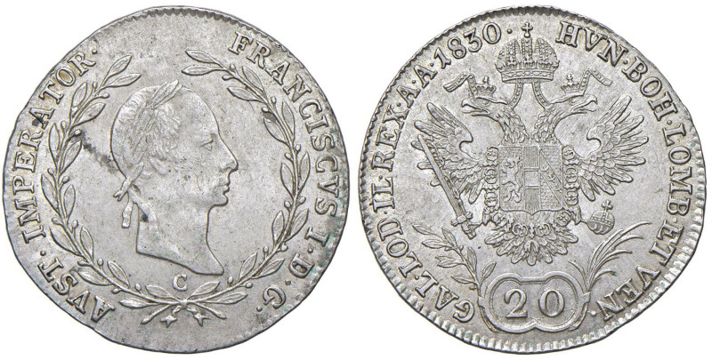 AUSTRIA Francesco I (1806-1835) 20 Kreuzer 1830 C Praga - KM 2145 AG (g 6,66)
...