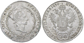 AUSTRIA Francesco I (1806-1835) 20 Kreuzer 1830 C Praga - KM 2145 AG (g 6,66)

SPL/SPL+