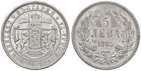 BULGARIA Alessandro I (1879-1886) 5 Leva 1885 - KM 7 AG (g 25,00)

BB