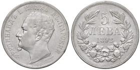 BULGARIA Ferdinando I (1887-1918) 5 Leva 1892 - KM 15 AG (g 24,68)

qBB/BB