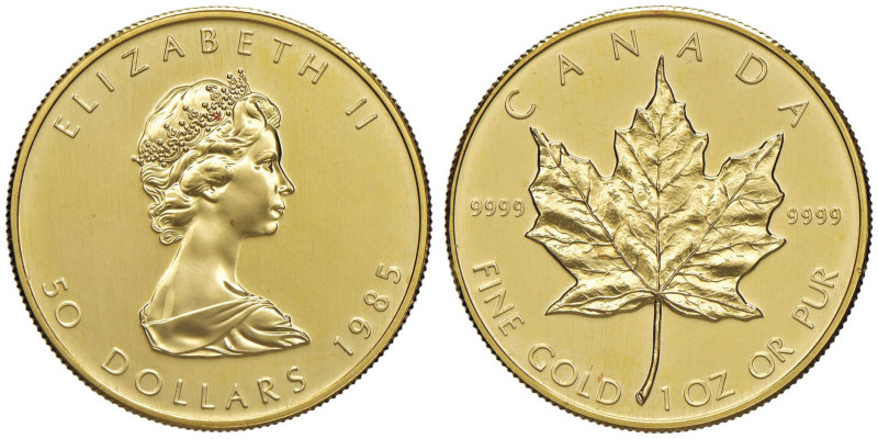 CANADA Elisabetta II (1952-2022) 50 Dollari 1985 - KM 125 AU (g 31,17)

FDC