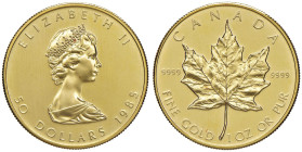 CANADA Elisabetta II (1952-2022) 50 Dollari 1985 - KM 125 AU (g 31,17)

FDC
