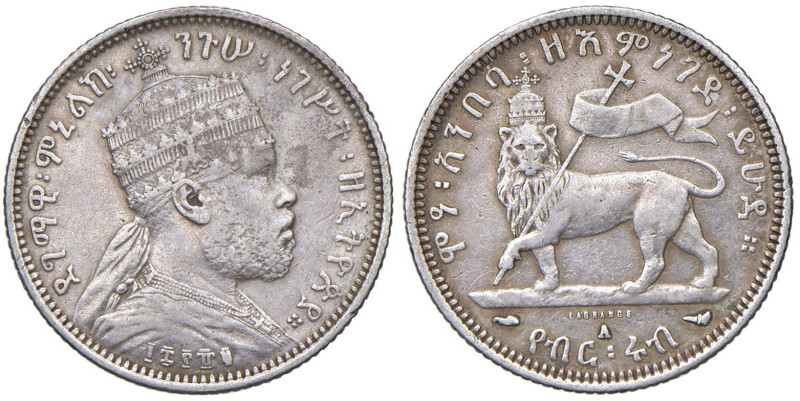 ETHIOPIA Menielik II (1889-1913) Quarto di Birr 1889 (1897) A - KM 3 AG (g 7,00)...