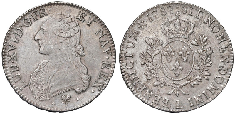 FRANCIA Luigi XVI (1774-1792) Ecu 1787 L - KM 564.9 AG (g 29,01) Bella patina
...