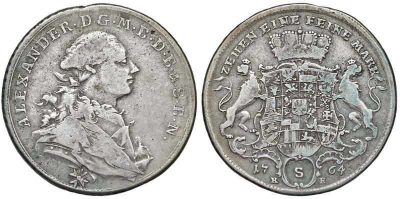 GERMANIA Branderburgo-Ansbach - Carlo Alessandro (1757-1791) Tallero 1764 - KM 2...