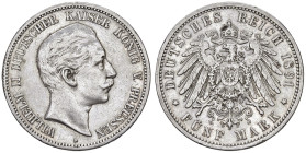 GERMANIA Prussia - Guglielmo II (1888-1918) 5 Marchi 1891 - KM 523 AG (g 27,70) Lucidata

BB