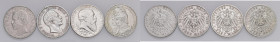 GERMANIA 5 Marchi 1901, 1902, 1903 e 1907 - AG (g 27,76 + 27,79 + 27,58 + 27,70) Lotto di quattro monete diverse come da foto, da esaminare

qBB-BB