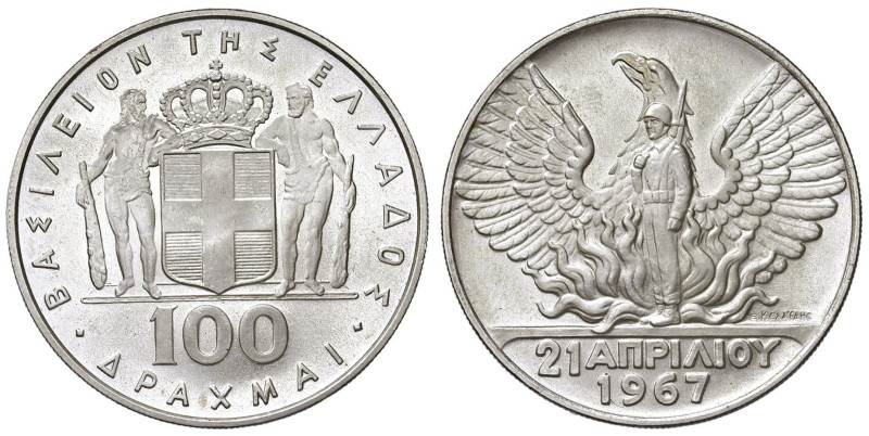 GRECIA Costantino II (1964-1973) 100 Dracma s.d. (1970) - KM 94 AG (g 24,99)

...