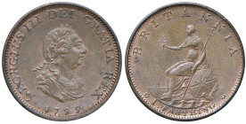 INGHILTERRA Giorgio III (1760-1820)Farthing 1799 - CU (g 6,13 ) Piccola screpolatura al bordo

SPL+