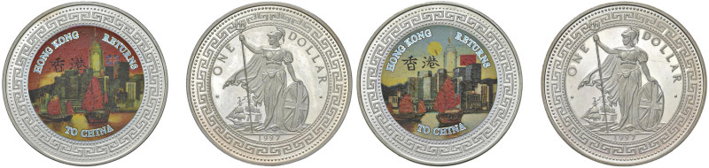 INGHILTERRA Fantasy trade dollar 1997 (2) Ritorno di Hong Kong alla Cina - Nicke...