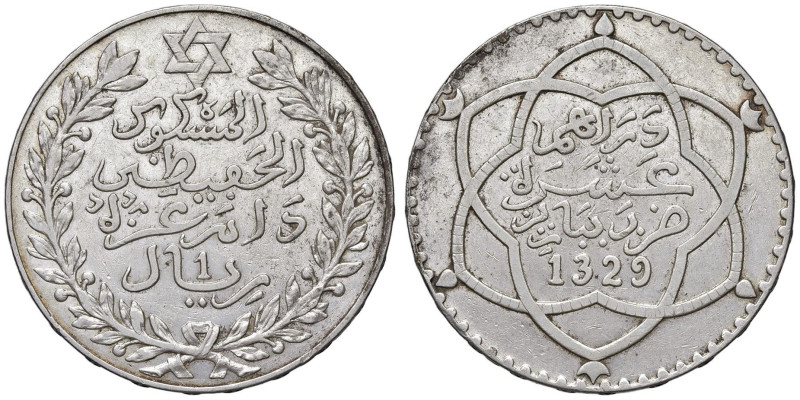 MAROCCO Abd al-Hafid (1908-1912) Rial 1329 (1911) - KM Y25 AG (g 24,87)

BB
