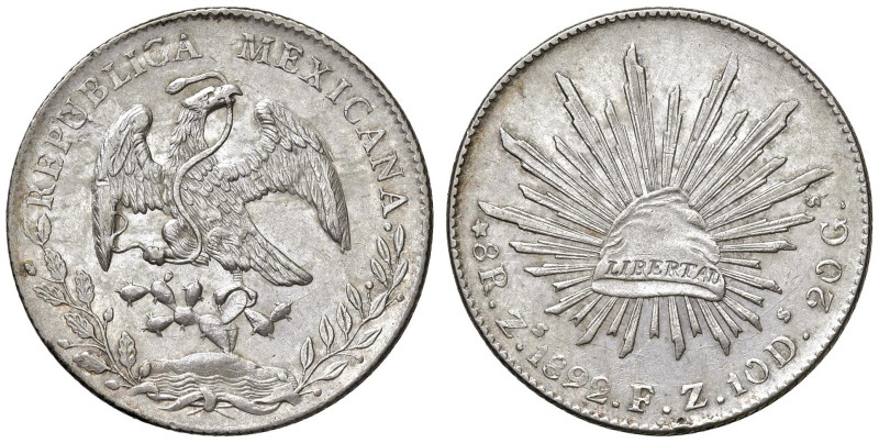 MESSICO 8 Reales 1892 Zs FZ - KM 377.13 AG (g 27,01)

SPL