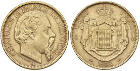 MONACO Carlo III (1856-1889) 100 Franchi 1886 - KM 99 AU (g 32,18) Colpo al bordo

BB