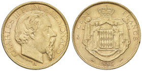 MONACO Carlo III (1856-1889) 100 Franchi 1886 - KM 99 AU (g 32,23) Colpetti al bordo

SPL