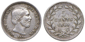 OLANDA Guglielmo III (1849-1890) 5 Cents 1868 - KM 91 AG (g 0,68) R

BB