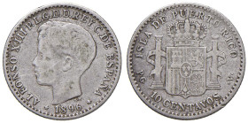 PORTO RICO Alfonso XIII (1886-1898) 10 Centavos 1896 - KM 21 AG (g 2,47) R

BB