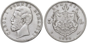 ROMANIA Carol I (1866-1881) 5 Lei 1880 - KM 12 AG (g 24,67)

qBB