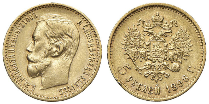 RUSSIA Nicola II (1894-1917) 5 Rubli 1898 - Fr. 180 AU (g 4,30) Lieve colpetto a...