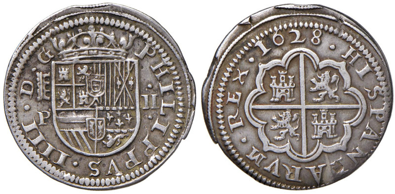 SPAGNA Filippo IV (1621-1665) 2 Reales 1628 Segovia P - Cal. 957 AG (g 6,08) Pic...