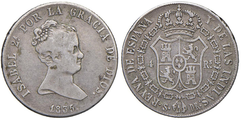 SPAGNA Isabella II (1833-1868) 4 Reales 1835 S DR - KM 510 AG (g 5,90)

qBB