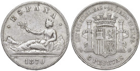 SPAGNA Governo Provvisorio (1868-1871) 5 Pesetas 1870 - KM 655 AG (g 24,75)

qBB
