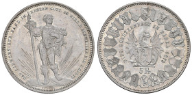 SVIZZERA Basilea - 5 Franchi 1879 - KM S14 AG (g 25,00) Lucidata

SPL+