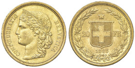 SVIZZERA 20 Franchi 1883 - AU (g 6,44) Minimi colpetti al bordo

qSPL