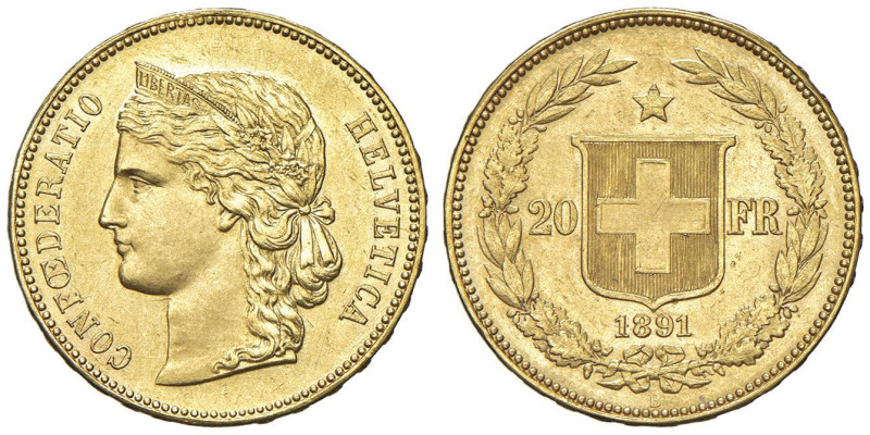SVIZZERA 20 Franchi 1891 - AU (g 6,44) Lucidato

SPL