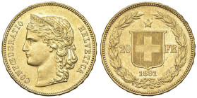 SVIZZERA 20 Franchi 1891 - AU (g 6,44) Lucidato

SPL