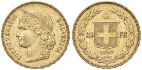 SVIZZERA 20 Franchi 1892- AU (g 6,42)

BB+