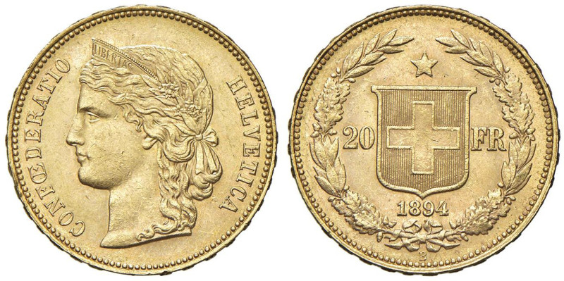SVIZZERA 20 Franchi 1894 - AU (g 6,44) Colpetto al bordo

SPL
