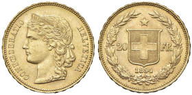 SVIZZERA 20 Franchi 1894 - AU (g 6,44) Colpetto al bordo

SPL