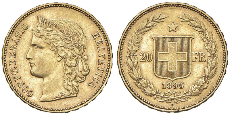 SVIZZERA 20 Franchi 1895 - AU (g 6,44) Colpetto al bordo

qSPL