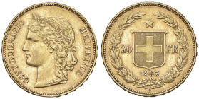 SVIZZERA 20 Franchi 1895 - AU (g 6,44) Colpetto al bordo

qSPL