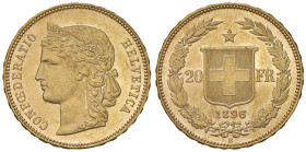 SVIZZERA 20 Franchi 1896 - AU (g 6,44)

qFDC