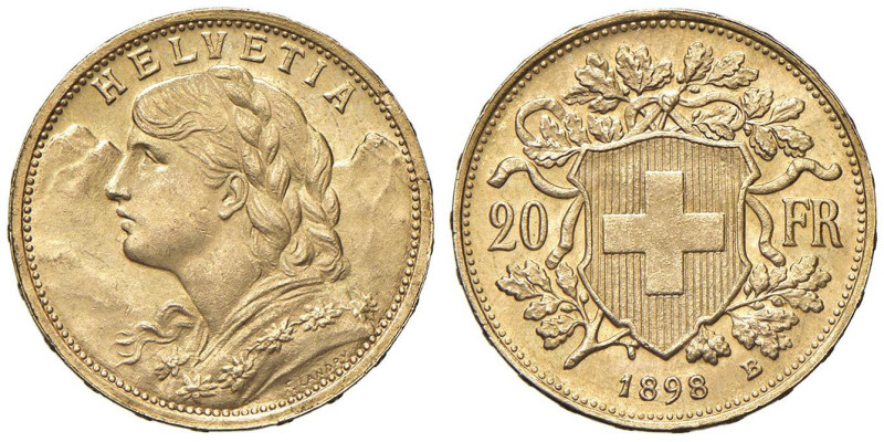 SVIZZERA 20 Franchi 1898 - AU (g 6,44)

qFDC