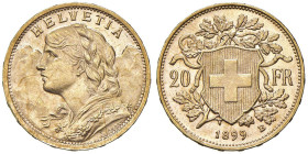 SVIZZERA 20 Franchi 1899 - AU (g 6,44)

qFDC
