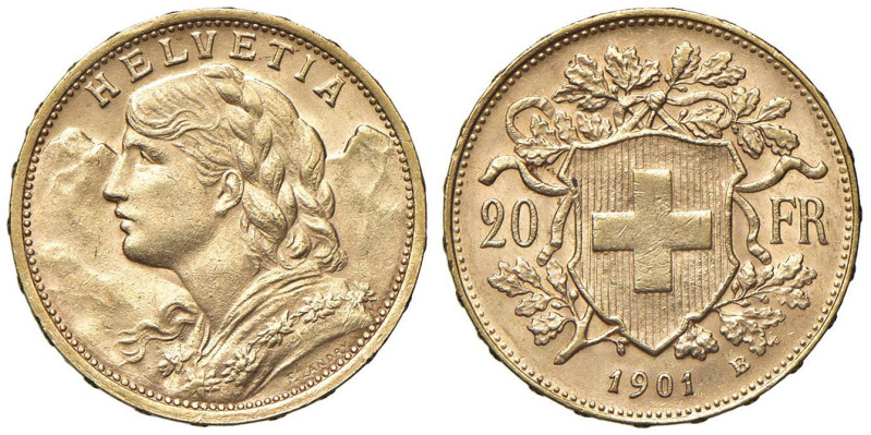 SVIZZERA 20 Franchi 1901 - AU (g 6,43)

SPL