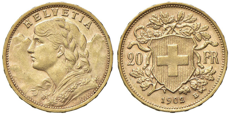 SVIZZERA 20 Franchi 1902 - AU (g 6,44)

qFDC
