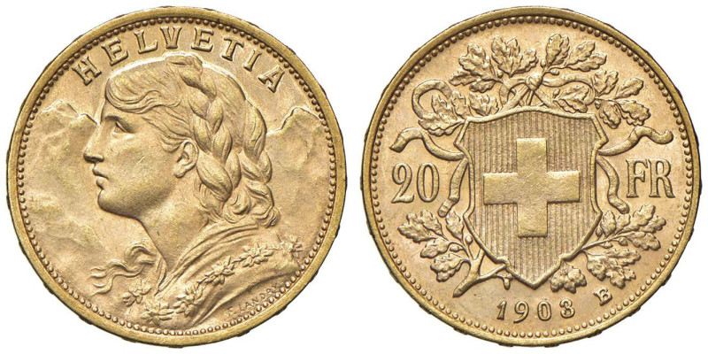 SVIZZERA 20 Franchi 1903 - AU (g 6,44) Minimo colpetto al bordo

qFDC