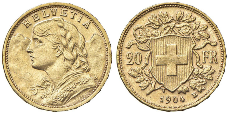 SVIZZERA 20 Franchi 1904 - AU (g 6,43)

BB