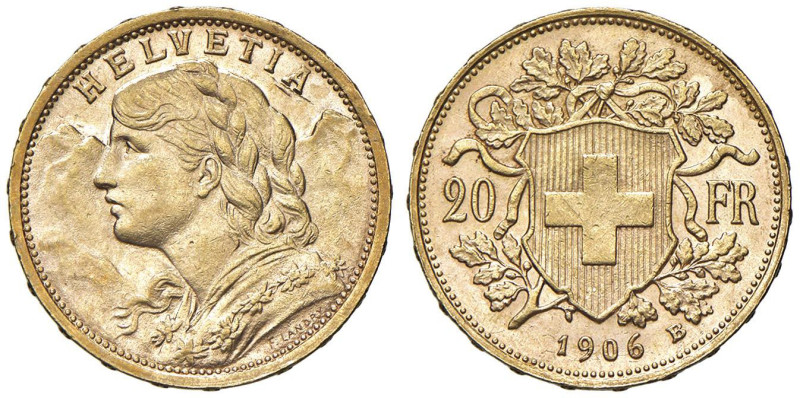 SVIZZERA 20 Franchi 1906 - AU (g 6,44) Minimi colpetti al bordo

qFDC