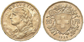 SVIZZERA 20 Franchi 1935 - AU (g 6,44) Minimi colpetti al bordo

SPL+