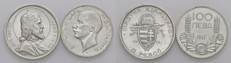 UNGHERIA 5 Pengo 1938 - KM 516 AG (g 24,88) In lotto con 100 Leva 1937 della Bul...