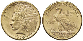 USA 10 Dollari 1914 - KM 130 AU (g 16,74) Segnetti da contatto al D/

SPL