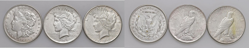 USA Dollaro 1921, 1922 e 1923 - AG (g 26,80 + 26,69 + 26,74) Lotto di tre monete...