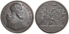 Paolo IV (1555-1559) Medaglia senza data (1557) - Condanna del Pontefice contro l'indegnità dei suoi nipoti, Gesù caccia i mercanti dal tempio di Geru...